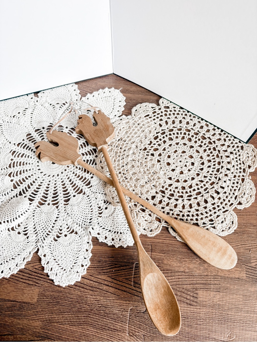 Vintage Wooden Salad Server Spoons